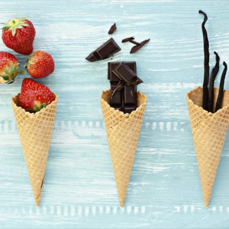 Ice cream cones-strawberry-chocolate-and-vanilla-classic