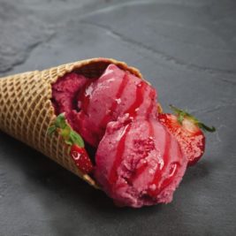 Strawberry Sorbet on Handmade Waffle Cone