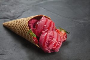 Strawberry Sorbet on Handmade Waffle Cone